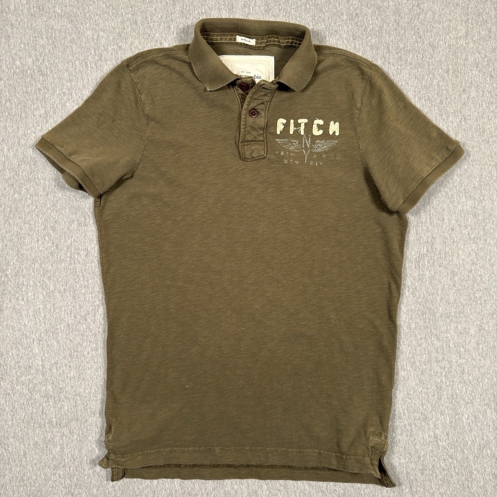 Vintage Abercrombie & Fitch Y2K Muscle Polo Shirt 2XL Military Green Pique Moose